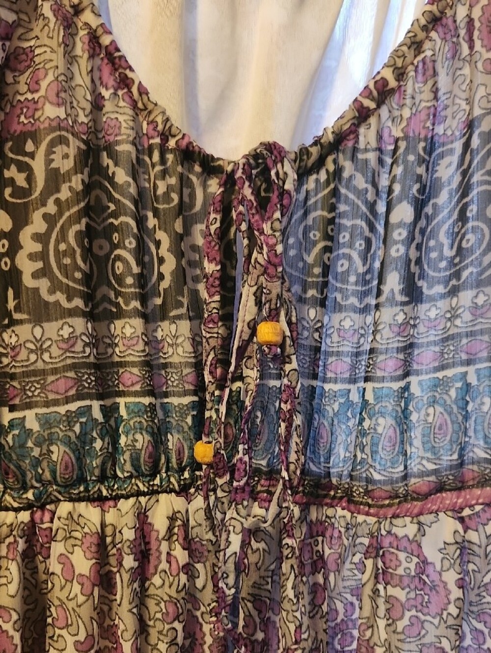 Bohemian Paisley Tiered Maxi Dress - Purple - Picture 4 of 4